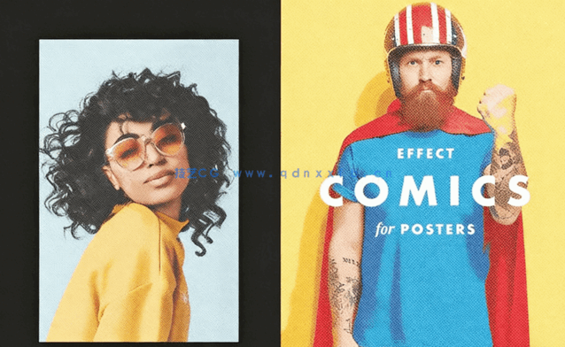 特殊漫画英雄角色照片效果PSD模板(图1)