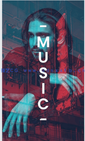 科幻赛博朋克风格双重曝光效果PSD模板(图3)