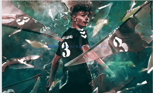 破碎玻璃拼接科幻效果人像PSD模板(图1)