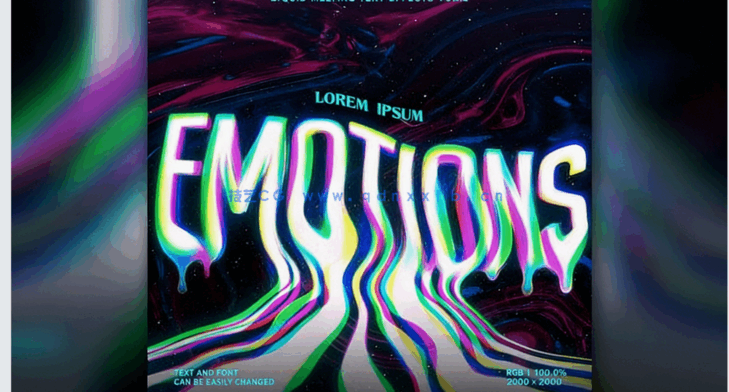 10 种不同熔化效果故障文字PSD模板(图5)