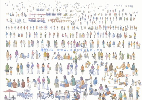 室内设计AECOM水彩风PS素材合集+40只立面植物ps笔刷(图2)