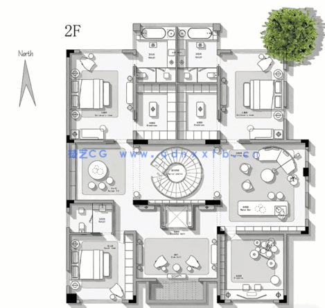 大户型300平到2742平平面方案优化CAD图库PSD彩图素材合集(图1)
