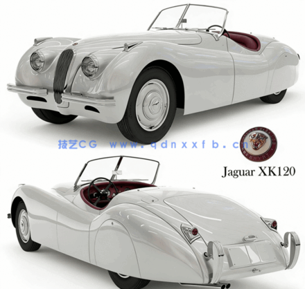 捷豹XK120敞篷跑车三维模型(图1)