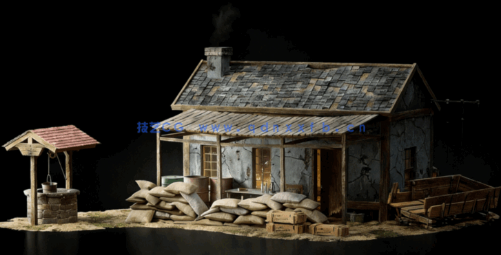 [建筑景观] 第二次世界大战战场防御工事破损建筑环境场景3D模型合集 70G完(图5)