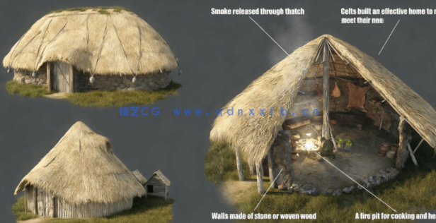 [建筑景观] 奇幻凯尔特神话海岛部落建筑环境场景3D模型(图4)