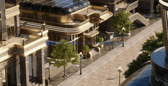 [建筑景观] 黑色未来主义复古风格建筑环境场景3D模型(图2)