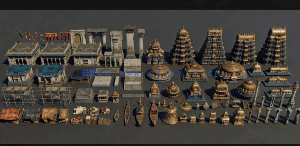 [建筑景观] 南印度朱罗王朝风格建筑环境场景3D模型(图5)