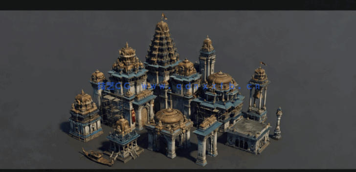 [建筑景观] 南印度朱罗王朝风格建筑环境场景3D模型(图6)