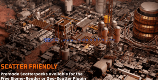 [建筑景观] 科幻空间站太空殖民地星际飞船环境场景3D模型(图2)