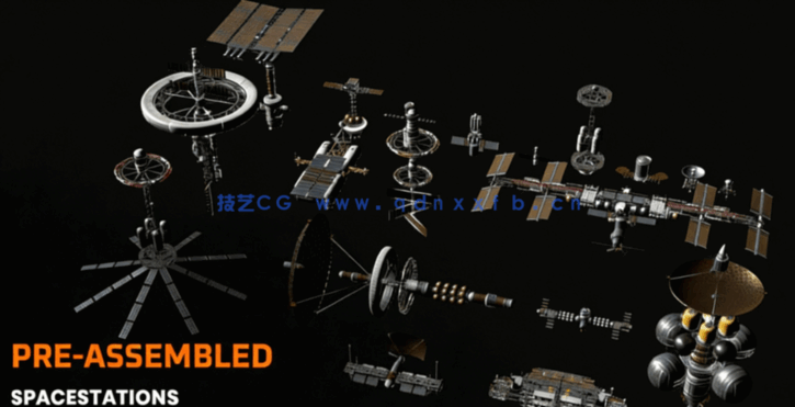 [建筑景观] 科幻空间站太空殖民地星际飞船环境场景3D模型(图4)