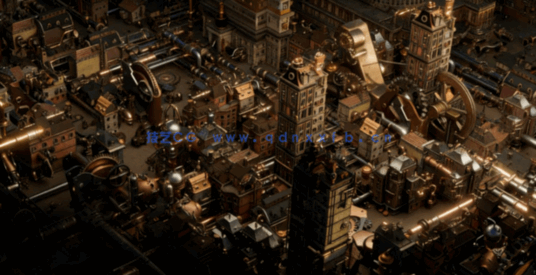 [建筑景观] 蒸汽朋克风格机械美学建筑场景3D模型(图4)