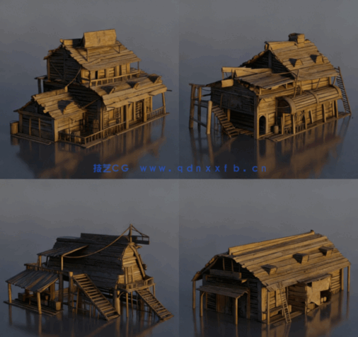 [建筑景观] 海盗湾主题小镇村落建筑环境场景3D模型(图3)