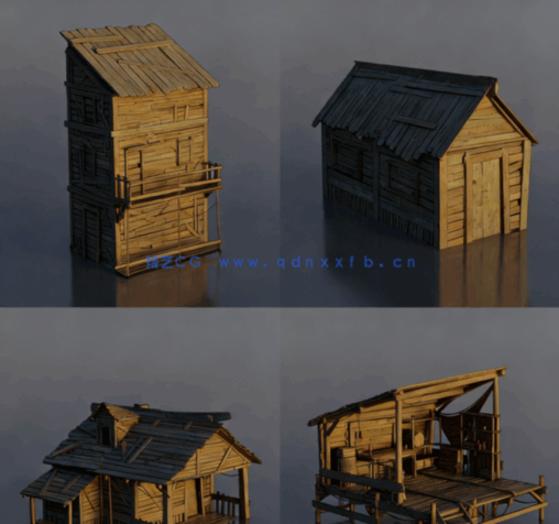 [建筑景观] 海盗湾主题小镇村落建筑环境场景3D模型(图4)