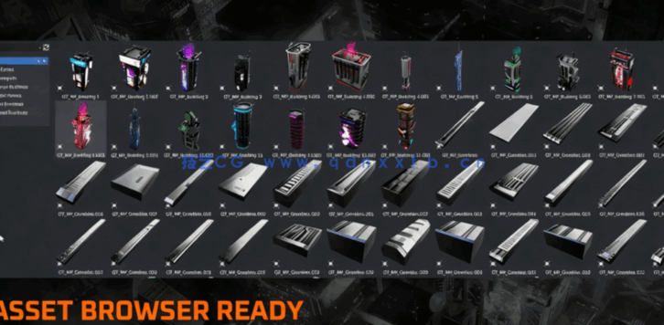 [建筑景观] 赛博朋克风格模块化摩天大楼建筑场景资产包3D模型(图3)