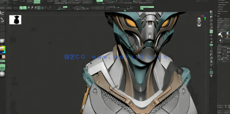ZBrush机甲战士硬表面建模实例制作视频教程(图4)