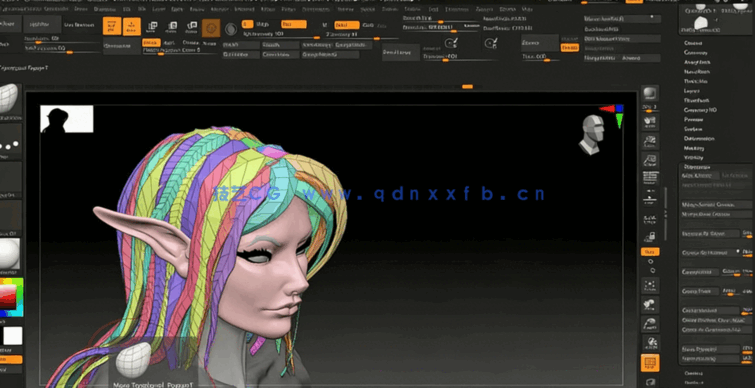 Zbrush赛博朋克女性角色雕刻建模实例制作视频教程(图5)
