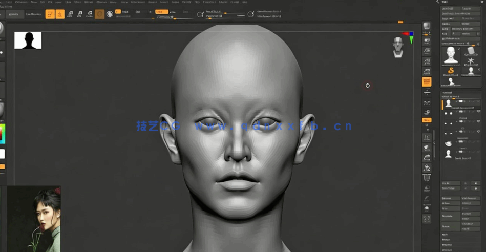 Zbrush逼真角色创建立体模型全流程视频教程(图5)