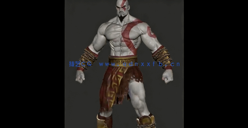 Zbrush战神游戏角色奎托斯头部与身体实例制作视频教程 (图2)