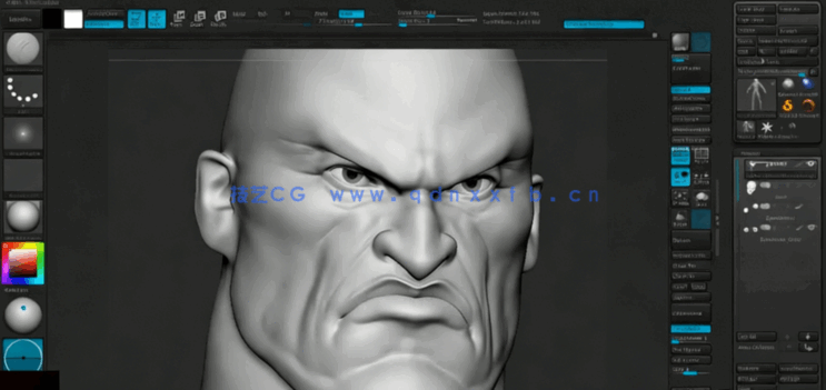 Zbrush战神游戏角色奎托斯头部与身体实例制作视频教程 (图3)