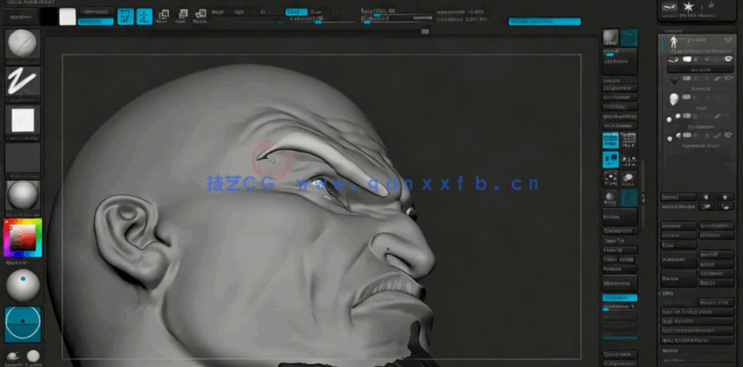 Zbrush战神游戏角色奎托斯头部与身体实例制作视频教程 (图4)