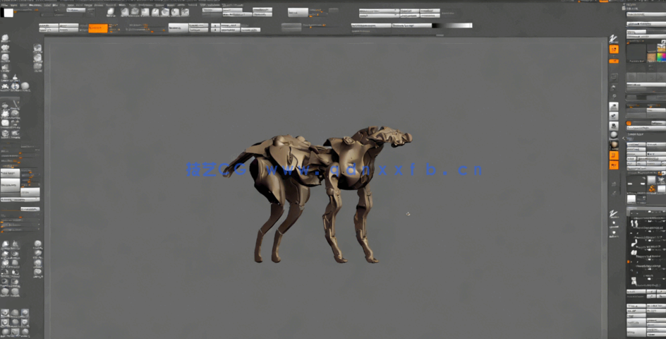 ZBrush科幻机械狗雕刻概念设计实例训练视频教程 (图4)