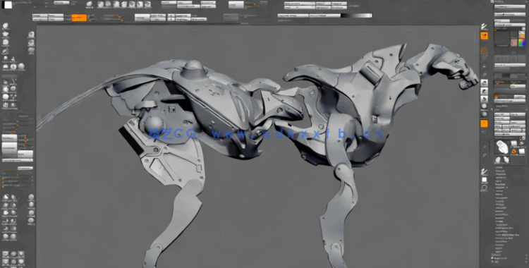 ZBrush科幻机械狗雕刻概念设计实例训练视频教程 (图5)