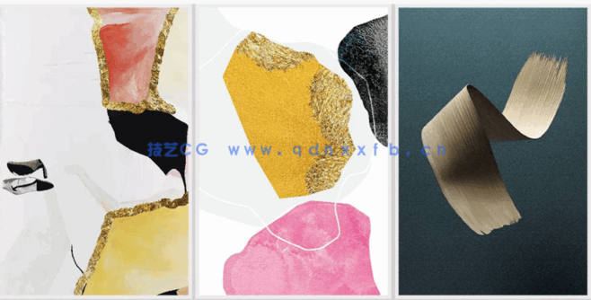 现代抽象轻奢装饰画贴图素材(图1)