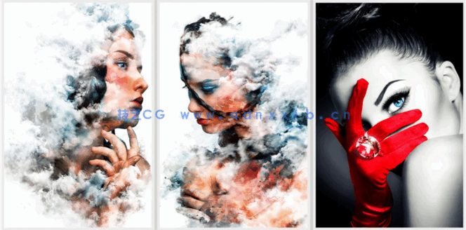 北欧抽象轻奢时尚人物背景墙装饰画素材(图3)