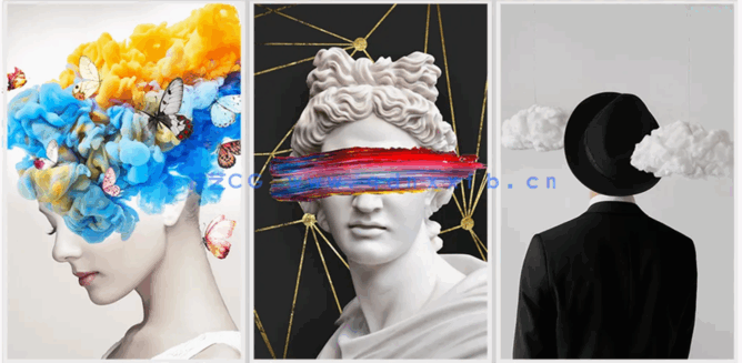 北欧抽象轻奢时尚人物背景墙装饰画素材(图4)