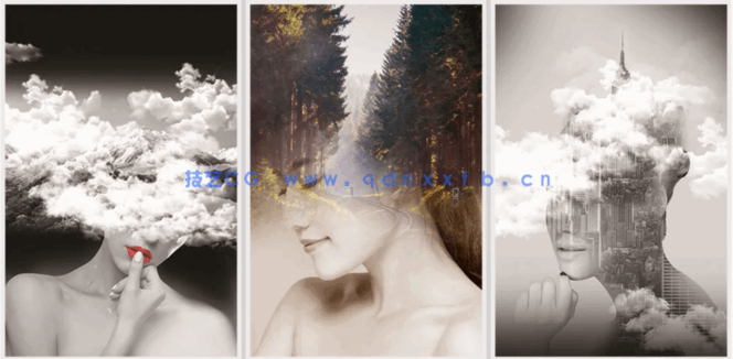 北欧轻奢抽线人物现代装饰画贴图素材(图1)