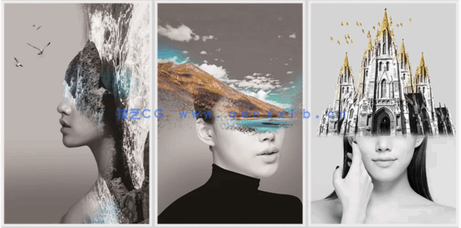 北欧轻奢抽线人物现代装饰画贴图素材(图4)