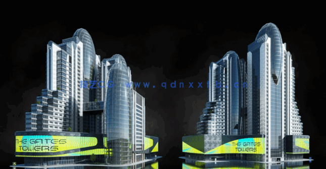 101G超大C4D美国旧金山现代大都市豪华酒店住宅购物中心科幻赛博朋克城市建筑模型合集(图9)