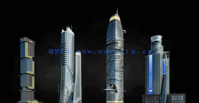 101G超大C4D美国旧金山现代大都市豪华酒店住宅购物中心科幻赛博朋克城市建筑模型合集(图4)