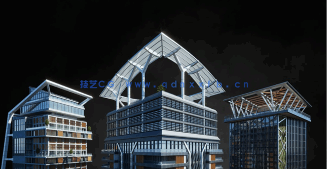 101G超大C4D美国旧金山现代大都市豪华酒店住宅购物中心科幻赛博朋克城市建筑模型合集(图5)