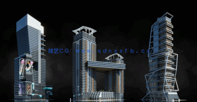 101G超大C4D美国旧金山现代大都市豪华酒店住宅购物中心科幻赛博朋克城市建筑模型合集(图6)