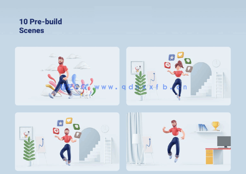 2组C4D卡通人物男女性别人物角色模型合集(图3)