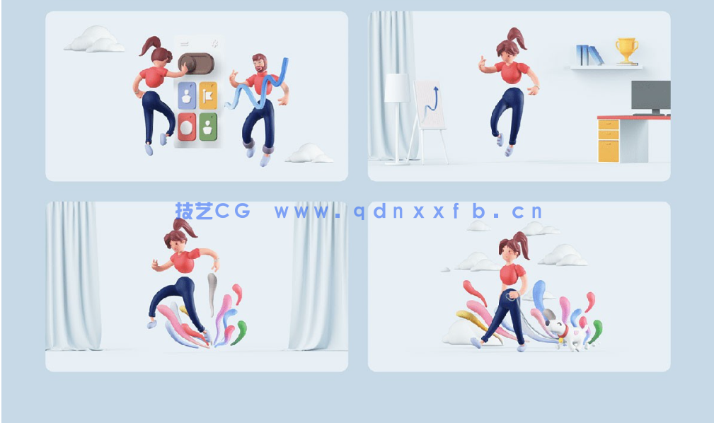 2组C4D卡通人物男女性别人物角色模型合集(图4)