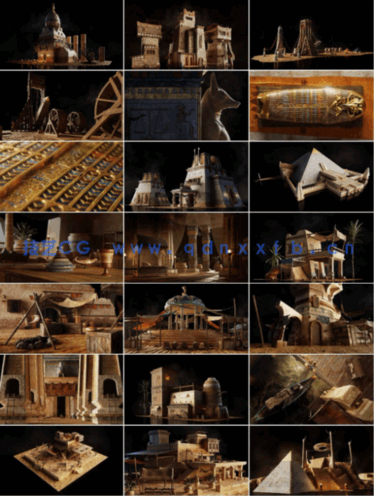 39G超大C4D古埃及金字塔雄伟神庙古代帝国文明城市建筑模型合集(图3)