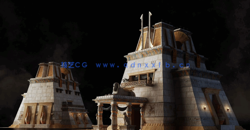 39G超大C4D古埃及金字塔雄伟神庙古代帝国文明城市建筑模型合集(图4)