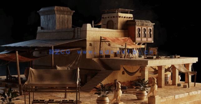 39G超大C4D古埃及金字塔雄伟神庙古代帝国文明城市建筑模型合集(图15)