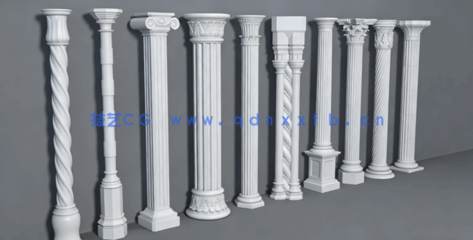 10组建筑柱子高质量3D模型合集(图3)