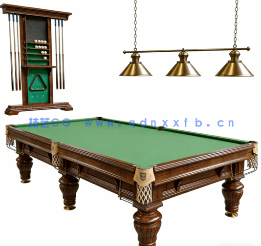 [家具模型] 台球桌案台球球杆体育娱乐用品3D模型(图3)
