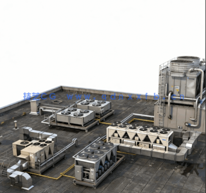 [家具模型] 屋顶大型重要空调暖通供暖系统3D模型合集(图4)