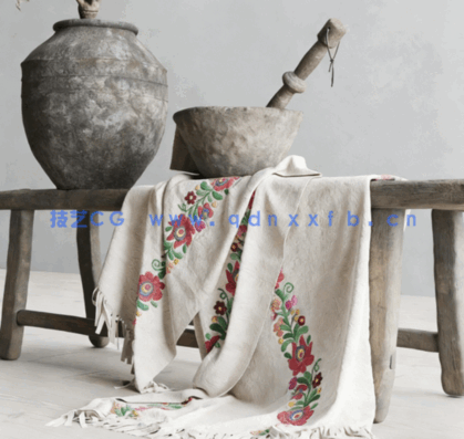 [家具模型] 乡村风格装饰品套装长凳花瓶粘土器皿布艺等3D模型(图1)