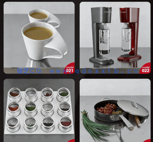 [家具模型] 44组高品质厨房用具餐具3D模型合集 Evermotion Archmodels第145季(图4)