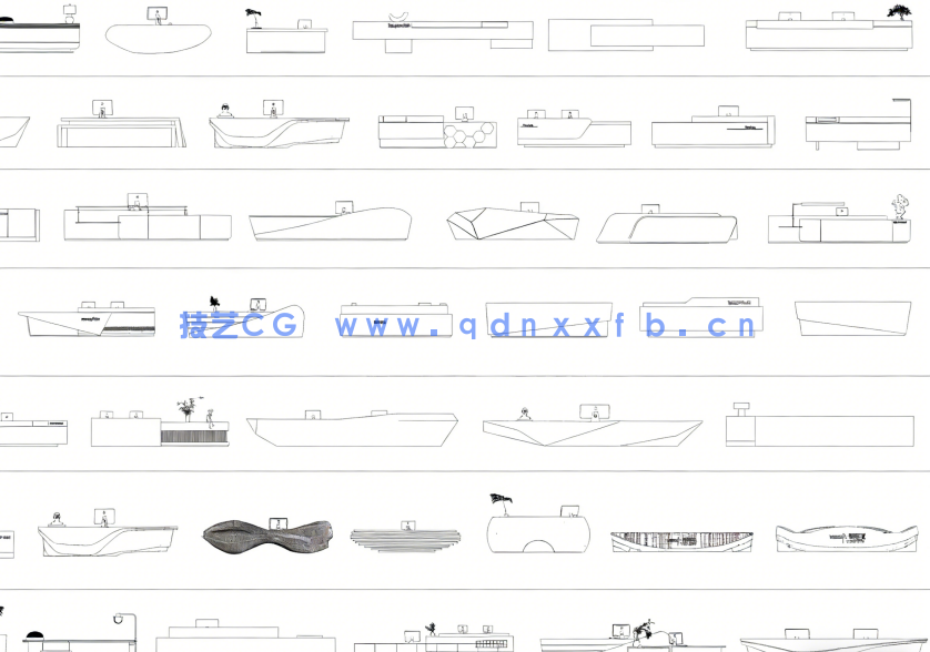 2026年最新迎宾台CAD图库CAD前台CAD接待台CAD服务台CAD发言台(图2)