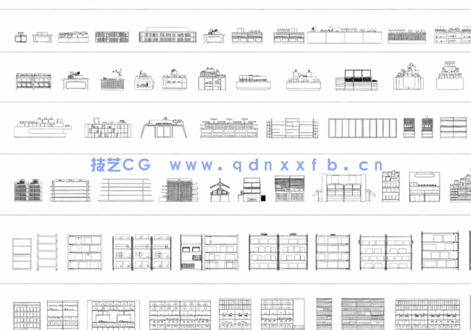  2026年最新陈列架CAD图库CAD货架CAD展示柜CAD展架CAD书架(图2)