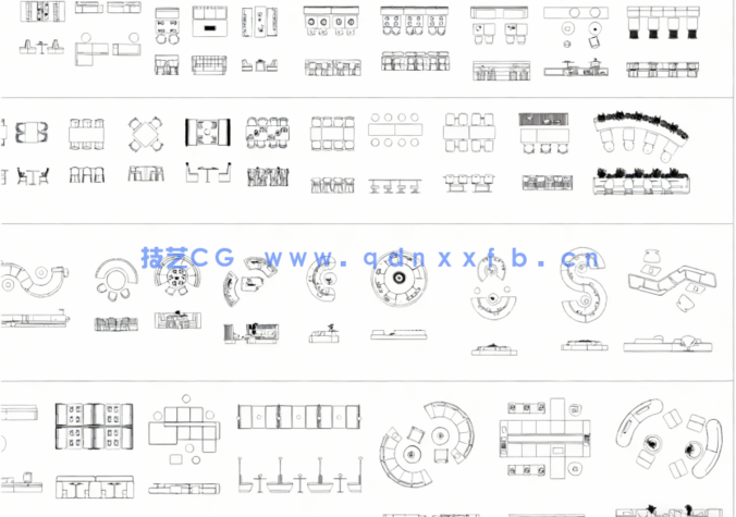 2026年最新餐饮卡座坐椅组合CAD图库CAD餐桌CAD软包卡座CAD沙发座(图2)