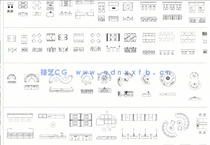 2026年最新餐饮卡座坐椅组合CAD图库CAD餐桌CAD软包卡座CAD沙发座(图3)