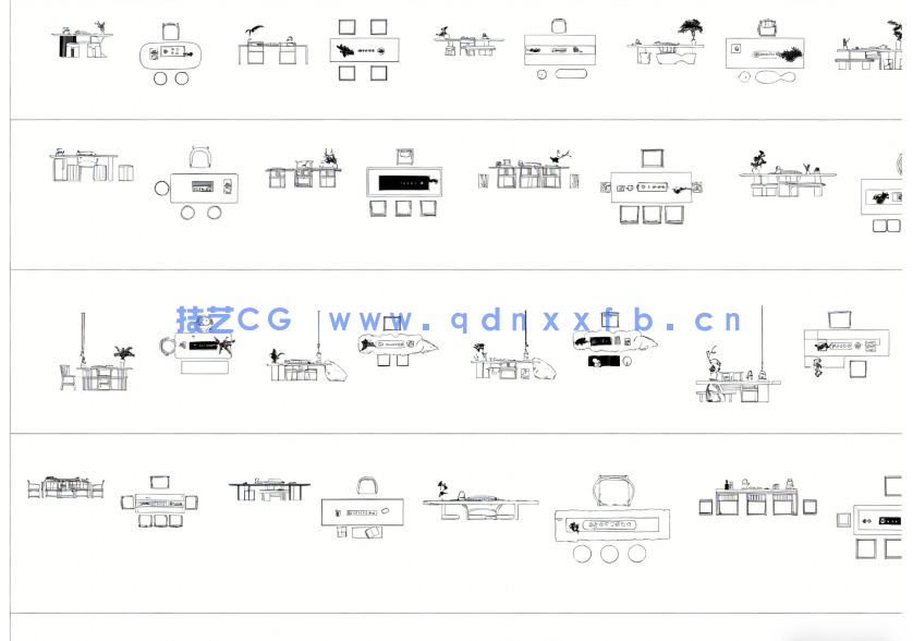  2026年最新新中式茶桌椅组合CAD图库CAD茶桌CAD椅子(图2)